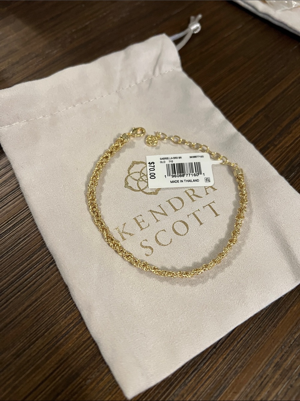Kendra Scott Gold Tone Twisted Rope Chain Bracelet - Picture 1 of 5